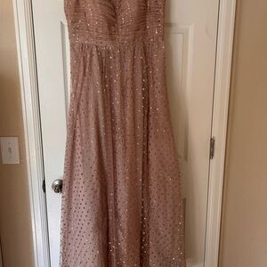 Elegant Evening Gown in Shimmering Tan